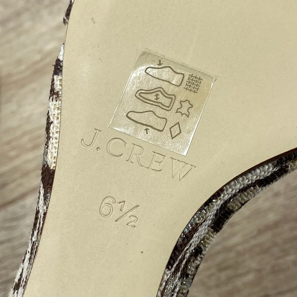J. Crew Leopard Print Wedge Sandals in Brown and Cream